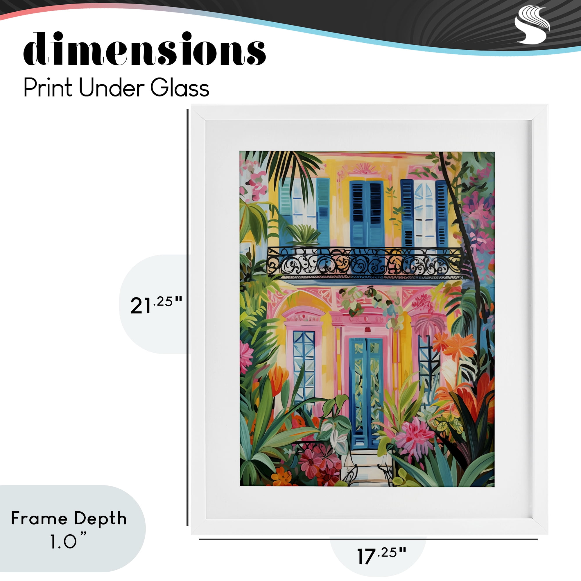 Stupell Industries Colorful Facade with Tropical Garden White Framed Print Under Glass, design by LSR Design Studio