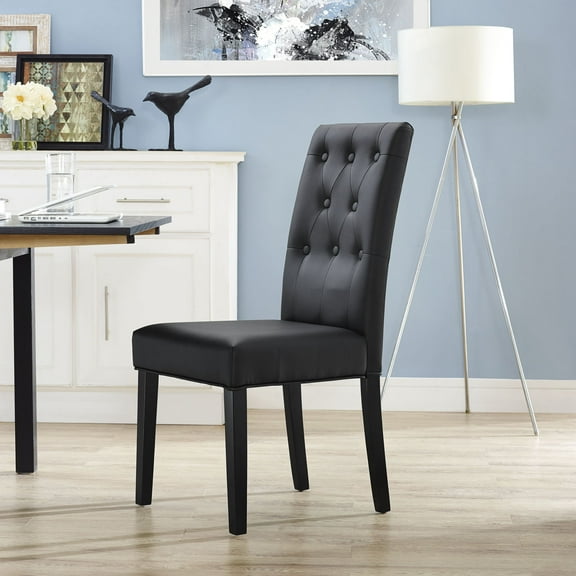 Modway Confer Dining Vinyl Side Chair in Black