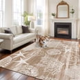 thumbnail image 2 of Brown Coastal Area Rugs 6'x9', Washable Small Throw Rugs for Kitchen Dining room, Nautical Coral Starfish Shell Turtle Summer Indoor Outdoor Rug Non-Slip Low Pile Carpet Runner Reversible Floor Mats, 2 of 8