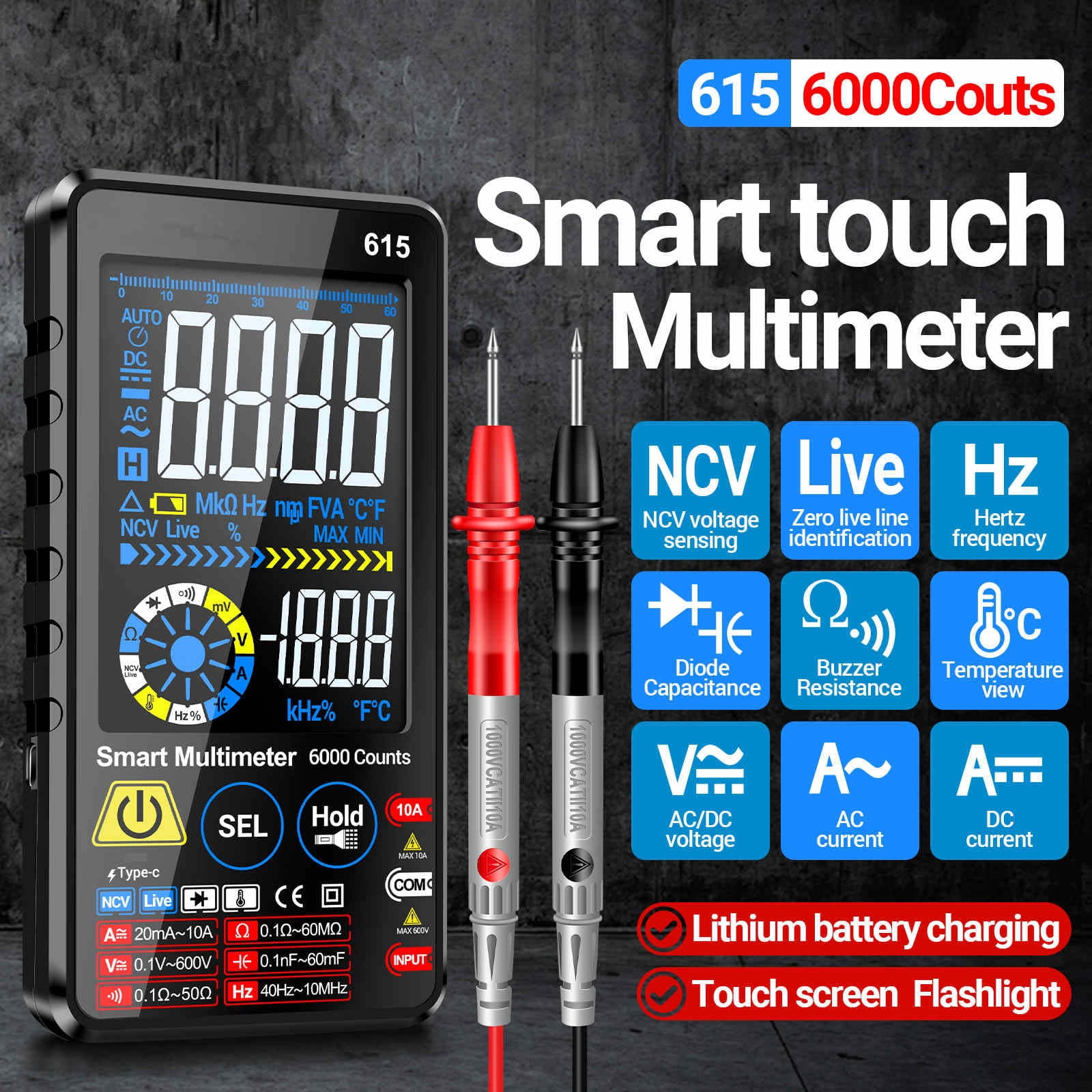 TAPDRA Multifunctional Digital Multimeter ABS Construction 600V Voltage Measurement For Electronic Equipment Repair Device