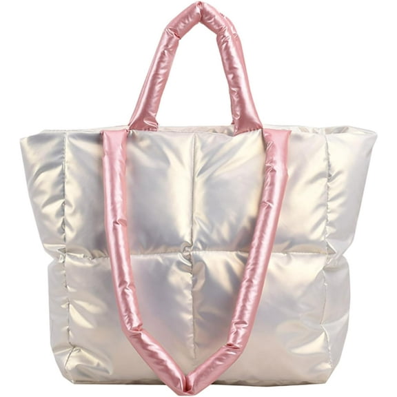 JennyShop Lightweight Shoulder Bag Puffer Luxury Bags, Puffy Tote Bag Padded Puffy Tote Lattice Handbags for Women Large Capacity Puffer Tote Bag