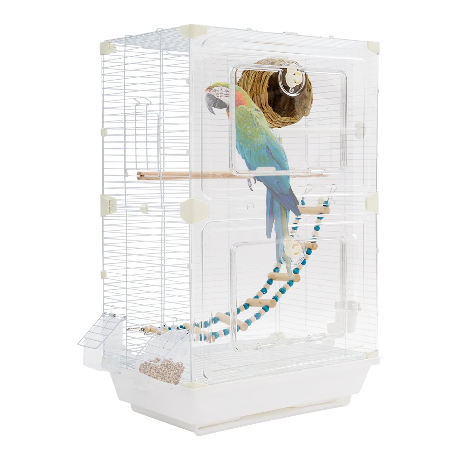 Bird Cage for Small Medium Birds, Standing Flight Bird House with Nest Feeders, Birdcage with Removable Tray (15.74*11.02*24.8in)