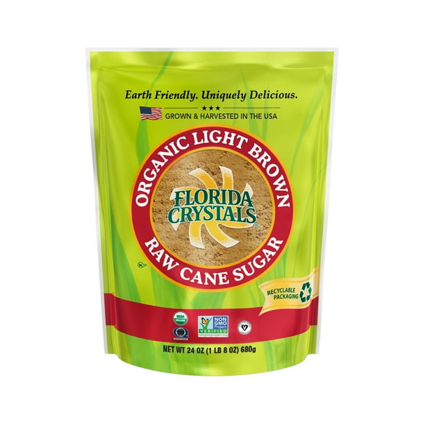 Florida Crystals Organic Light Brown Raw Cane Sugar, 24 oz Pouch