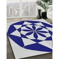 thumbnail image 2 of Ahgly Company Indoor Square Patterned Cobalt Blue Novelty Area Rugs, 3' Square, 2 of 6