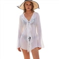 thumbnail image 1 of Blusa de Holgada de Larga con Volantes y Transparente para Mujer L, 1 of 9
