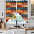 thumbnail image 4 of Farmhouse Orange Blue Yellow Kitchen Window Curtains, Swag Curtains Valance for Bedroom Living Room Bathroom, Vintage Wood Country Rod Pocket Window Treatment Curtain Block Drapes 2 Panels 36"x36", 4 of 9