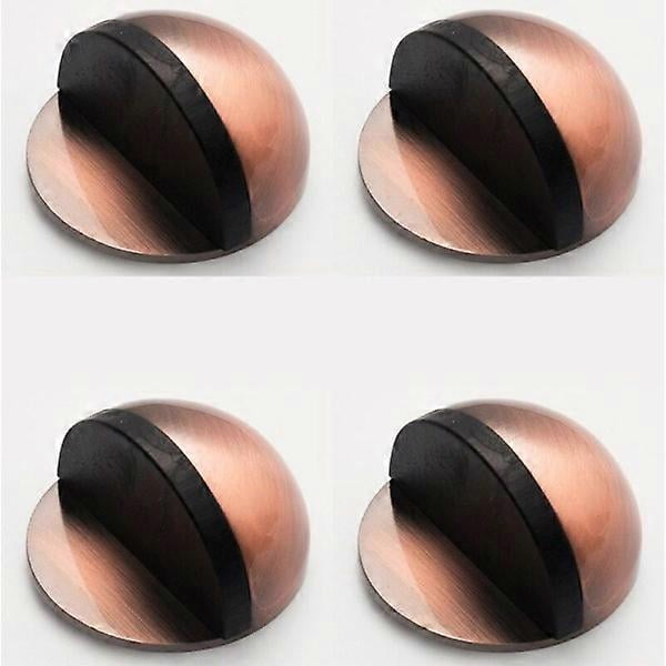 4 Pack Rubber Door Stops, 3M Self Adhesive Door Stoppers for Baseboards, Red Bronze, Wall Door Stop