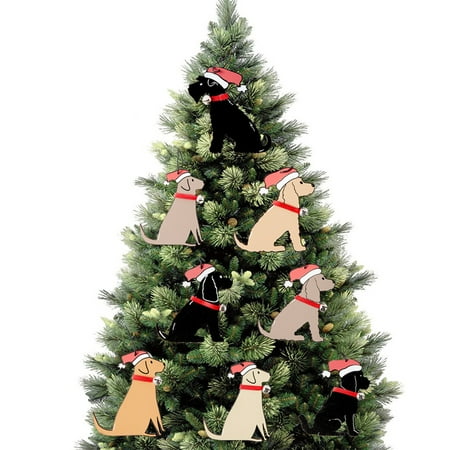 

Christmas Pendant Festive Delightful Decorative Lovely Xmas Tree Wooden Pet Dog Pendant for Home Boxwood Gold