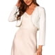thumbnail image 1 of Cardigan corto de manga larga INSPIRE CHIC para mujer con cuello de contraste, bolero, blusas casuales de trabajo XL, blanco, 1 of 6
