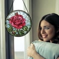 thumbnail image 3 of Stained Glass Window Hanging - Red Rose Flower Suncatcher for Door Garden Home Retro Sun Catchers Decoration Christmas Mother's Day Birthday Gifts for Women Men Mom Nana Friend, 3 of 6