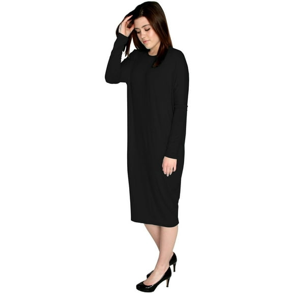 Women's Long Sleeve Comfy Cover-Up Midi Dress