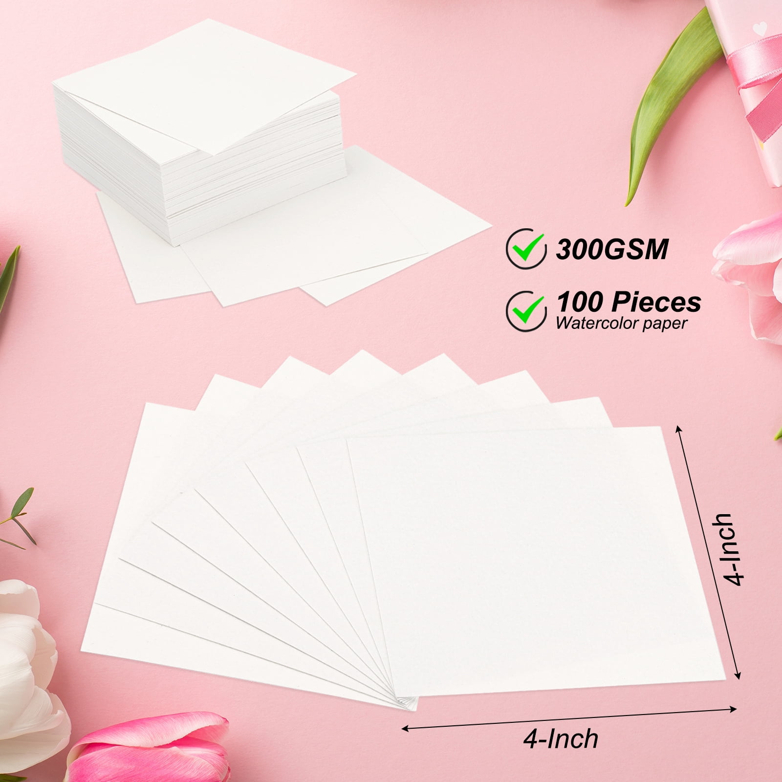 Unique Bargains Pure Cotton Watercolor Paper for Painting and Drawing Project 4"x4"