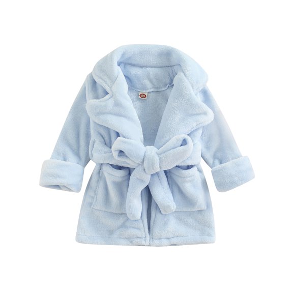 Xingqing Peignoir en Flanelle pour Enfants Garçons Filles Couleur Unie Imprimé Léopard avec Ceinture