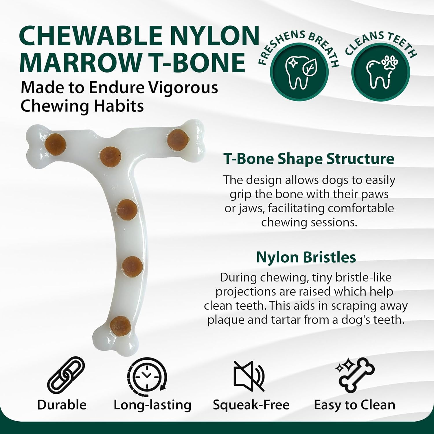 Sporn Durable T-bone Marrow Os À Mâcher Pour Chiens Agressifs, Jouets À Mâcher Au Goût De Viande Séchée Pour Petits Chiens, Fabriqués En Nylon Résistant, Sans Gluten, Non Toxique Pour petits chiens