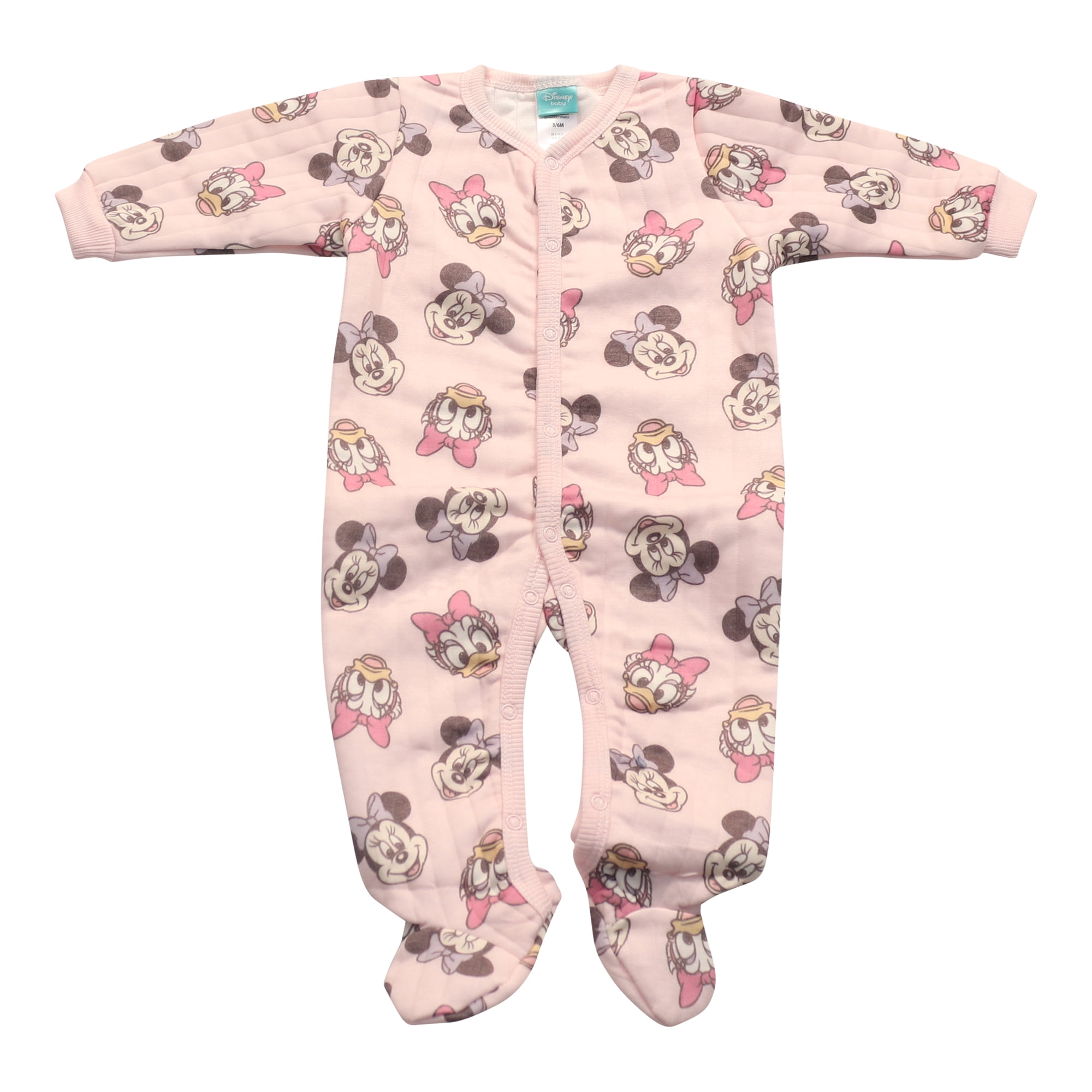 Disney Clothes Baby Girls 2-Pack Quilted Footie Coveralls - Minnie Mouse, Princess Cinderella and Tiana Bodysuits (0/3M-6/9M)