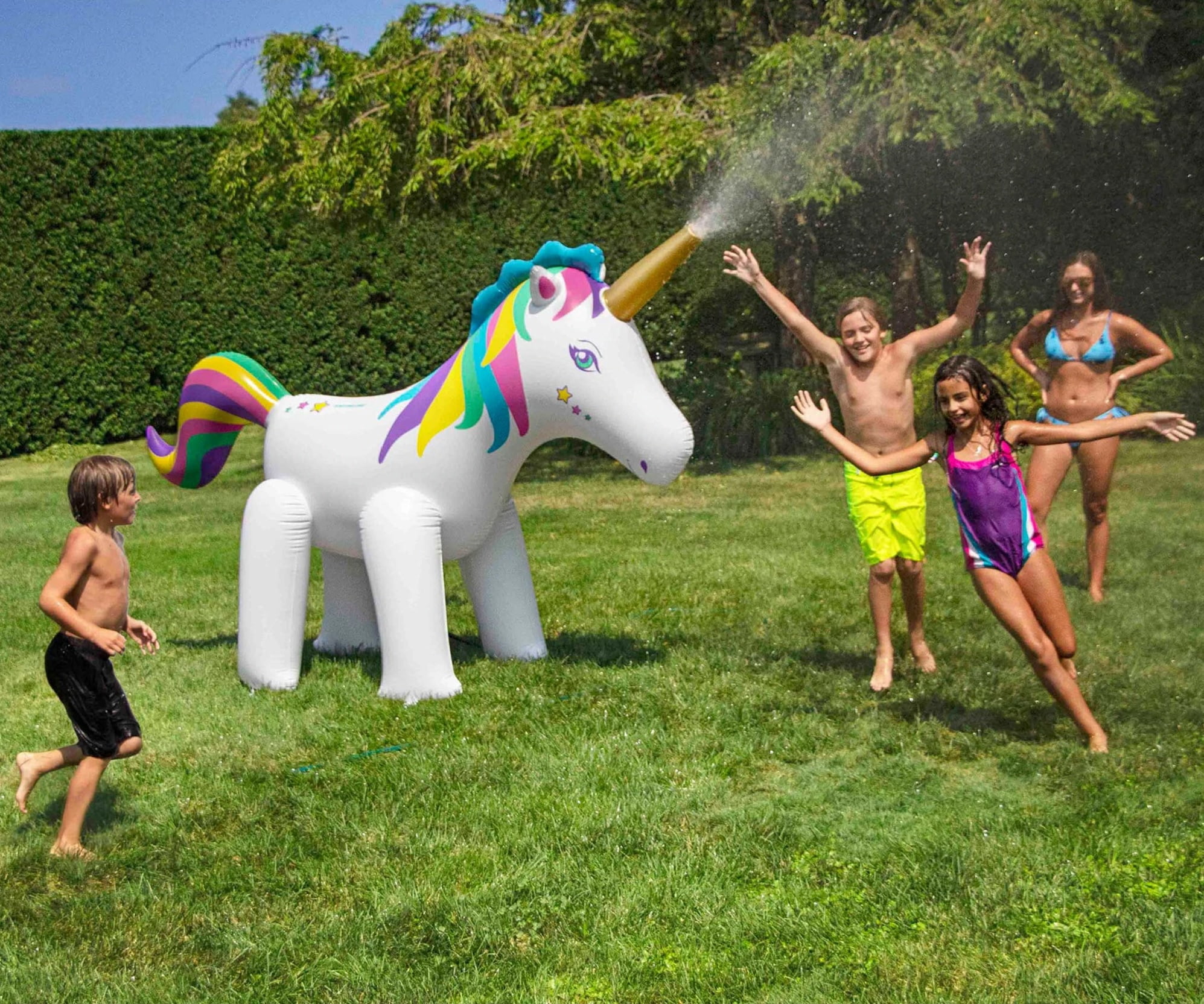 Swimline Rainbow Unicorn Outdoor Inflatable Lawn Sprinkler - 6'