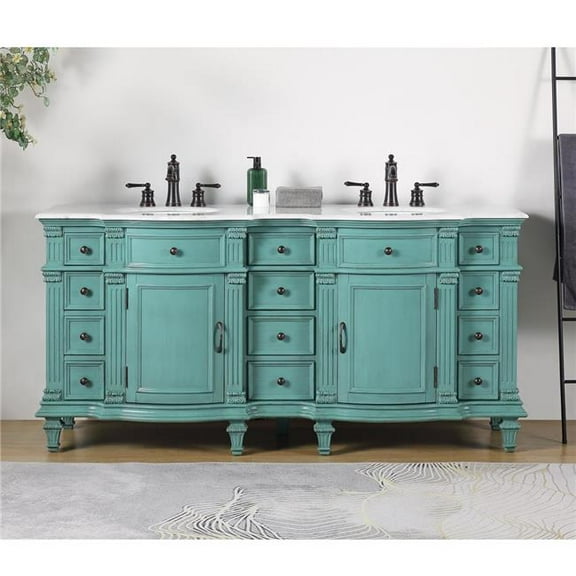 Silkroad Exclusive  Bathroom Double Vanity Sink Cabinet Storage (72-inch) Oil Rubbed Bronze Hardware Carrara White Marble Top