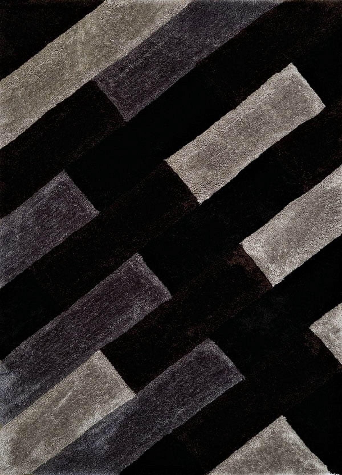 United Weavers Veria Hearthstone Shag Geometric Area Rug, Black, 7'10" X 10'6"