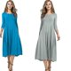 thumbnail image 5 of Women Summer Dress Fall Women's Clothing Round Neck Shirt With Half Sleeve Solid Color Wide Hem Dress, 5 of 5