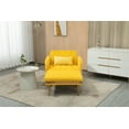 thumbnail image 2 of 2 in 1 Chaise Lounge with Ottoman, Velvet Upholstered Recliner Chair, Convertible Sleeper Sofa Bed with 3 Reclining Angles and One Pillow, Living Room Accent Chair with Rose Golden Metal Trims, Yellow, 2 of 7