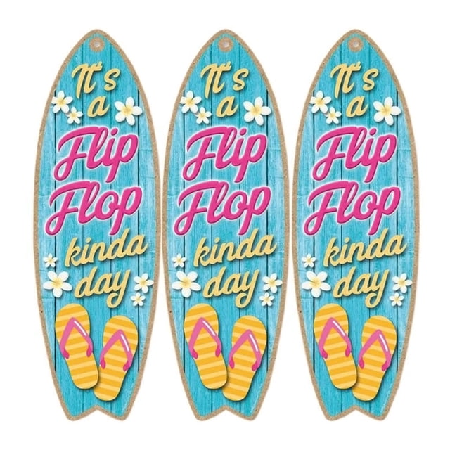 Ambiente playero SurfStoke 3Pzas 16x45cm Madera Tabla de Surf VentDepot