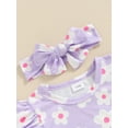 thumbnail image 6 of Suealasg 3Pcs Baby Girls Outfits Newborn Girls Summer Shorts Sets Flying Sleeve Strawberry/Floral Print Romper Shorts Headband Sets 0-6 Months, 6 of 8