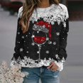 thumbnail image 4 of Suéteres navideños con estampado de copos de nieve, suéteres de cuello redondo y manga larga para mujer, suéteres de copa de vino, suéteres para mujer, 4 of 5