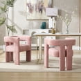thumbnail image 3 of Chenille Upholstered Dinning Chairs Set of 2, Modern Accent Chair with Wood Frame, Barrel Side Armchair for Living Room Dining Room Kitchen, Pink, 3 of 8