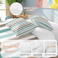 thumbnail image 3 of Brown Stripe Bedding 3 Piece Duvet Cover Set Full Size, Ombre Geometric Teal Green Vertical Striped Soft Microfiber Comforter Cover with Zipper Closure & Pillowcases, FadeResistant Quilt Cover, 3 of 9