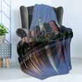 thumbnail image 4 of Wisconsin Soft Flannel Fleece Throw Blanket, Panoramic Photo of Madison with Landmarks at Twilight Reflections on Lake, Cozy Plush for Indoor and Outdoor Use, 50" x 70", Multicolor, by Ambesonne, 4 of 5