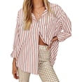 thumbnail image 2 of Long Sleeved Women's Blouses Striped Shirts Button Down Loose Fit Casual Tops, 2 of 5