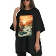 thumbnail image 4 of Plus Size Shirt for Women Black Tops for Women Short Sleeves Shirt for Women Chinese Landscape3 T Shirt Crewneck Shirt for Women XS, 4 of 5