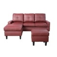 thumbnail image 4 of Ainehome Furniture Convertible Sectional Sofa with Ottoman Modern L Shape Sectional Couch Faux Leather Couch for Small Space, Red, 4 of 6