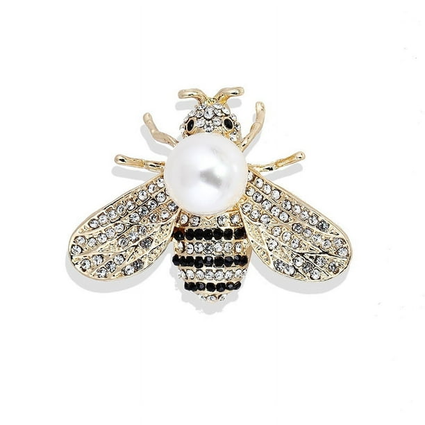 Alfileres de solapa de abeja de miel para mujer, regalo de moda con temática de insectos de cristal para cumpleaños, citas, fiesta, aniversario, perla de imitación