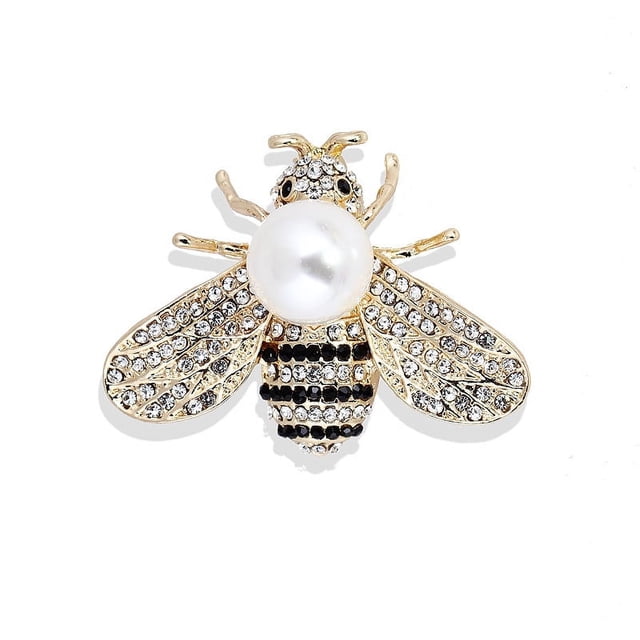Alfileres de solapa de abeja de miel para mujer, regalo de moda con temática de insectos de cristal para cumpleaños, citas, fiesta, aniversario, perla de imitación