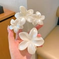 thumbnail image 5 of HHBEAUTY Cute Lily Flower Hair Claw Clips - Big Thick Scrunchie Hair Clips for Sweet Hairstyles - Strong Hold Jaw Clips and Accessories for Women & Girls (White), 5 of 5