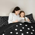 thumbnail image 4 of Manfei Kawaii Dot Pattern 7-Piece Bedding Comforter Set,French Wave Point King Bedding Sets,Kids White Black Bed Sheets,Super Cozy Room Decor Reversible, 4 of 8
