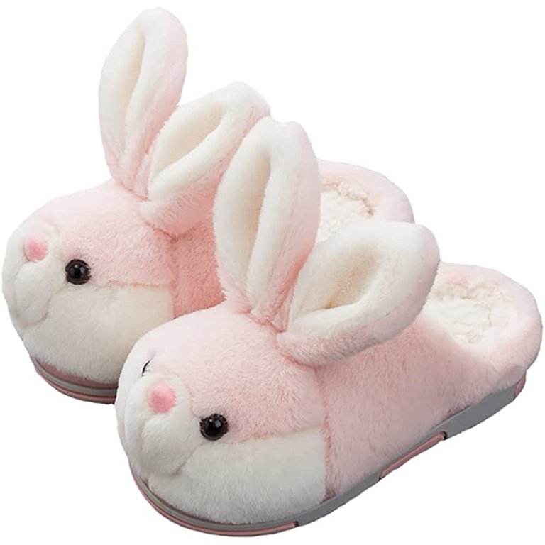 PIKADINGNIS Fuzzy Bunny Slippers for Girls Winter Slippers Women Home Plush Animal Slippers Pink Slippers - Walmart.com