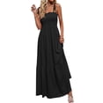 thumbnail image 3 of Xuanfei Women Solid Color Smocked Bodice Sleeveless Ruched Design High Waist Maxi Cami Dress, 3 of 7