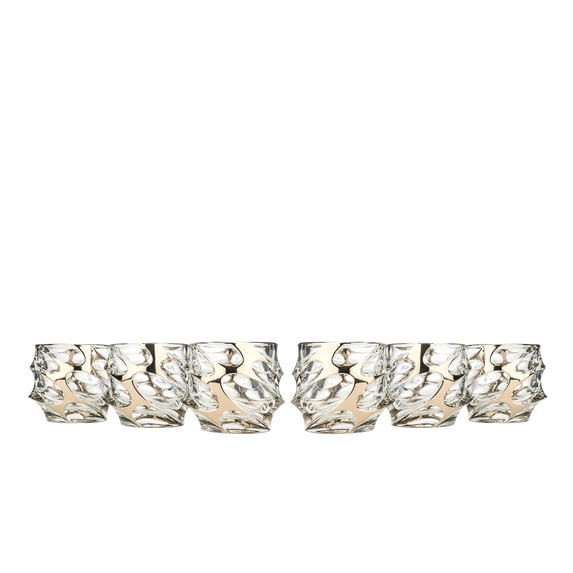 Set of 6 Calypso Collection Crystal Hand-Crafted Decorative Glassware - 3.75", 9oz DOF Glasses