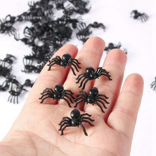 Tiny black on sale plastic spiders