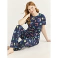 thumbnail image 4 of Joyspun Women's Short Sleeve Sleep Top and Open Leg Pants Pajama Set, 2-Piece, Sizes XS-3X, 4 of 6