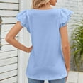 thumbnail image 7 of up to 60% off Gifts Usmixi Womens Shirts Fashion Lace Petal Sleeve Smocked Swing Tunic Tops Summer Short Sleeve Square Neck Ladies Solid Tops and Blouses Sky Blue XL, 7 of 7