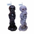 thumbnail image 4 of WIURAY Vela de calavera de Halloween negra Vela triple de Halloween Velas de Halloween Vela de figura de 3 cabezas No escuches el mal No hables el mal Estatua de esqueleto gótico Vela de cera de soja, 4 of 4