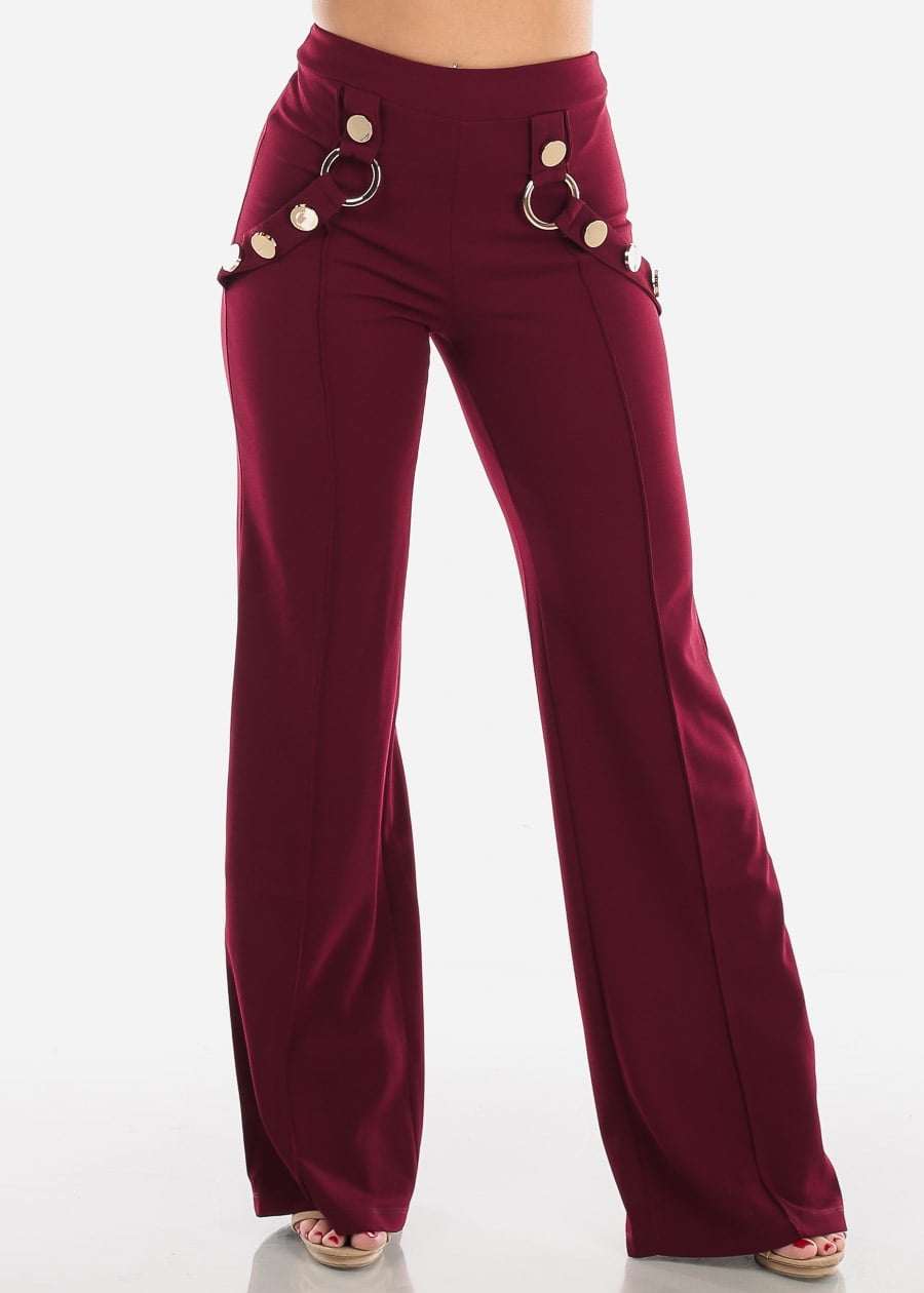 burgundy high waisted pants