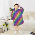 thumbnail image 5 of Wearable Blanket Hoodie for Kids Rainbow Paw Print Stars Flannel Hooded Blanket with Pockets and Sleeves Suitable for Boys and Girls, 5 of 7