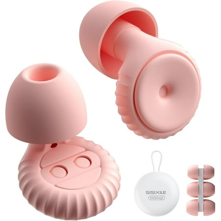 Ear Plugs for Sleeping Made of Ultra-Comfortable Silicone with Passive Noise Reduction Technology for Noise Reduction 45 dB 4 Ear Tips in XS/S/M/L 1 Pair of Pink