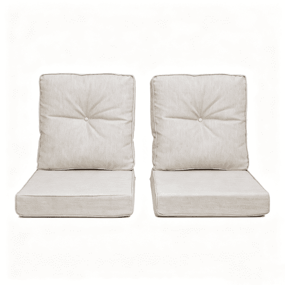 UMI Patio 2-Piece Outdoor Deep Seat Cushion Set, 24 x 22 x 4.3 in Replacement Cushions for Patio Furniture, Wicker Chairs and Sofas, Water-Resistant Fabric,Khaki