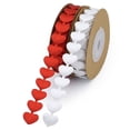 thumbnail image 6 of Ortofally Printed Heart Ribbons, 2 Rolls Craft Wrapping Ribbons, Garland Embossed Heart Ribbon for Wedding Festive Decor, 5M/ 5.5Yard ( White, ), 6 of 10