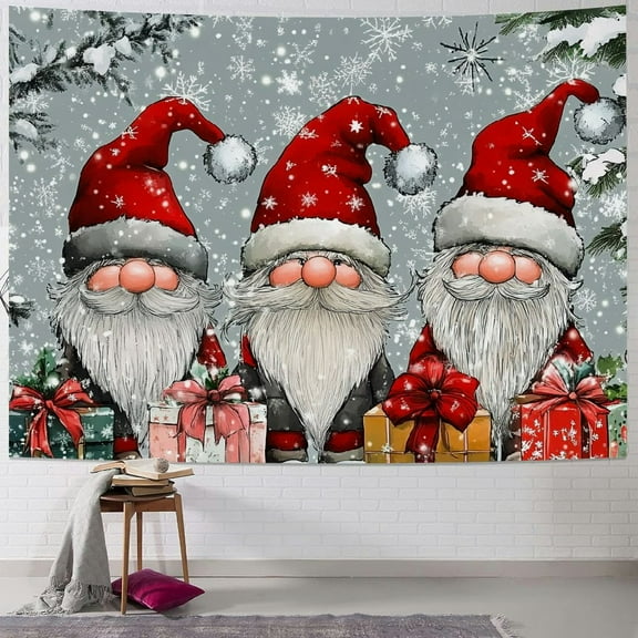 Pratyus Gnomes Tapestry Wall Hanging for Bedroom, Dorm Christmas Decoration Home Decor Short Plush Fabric 40x30inch